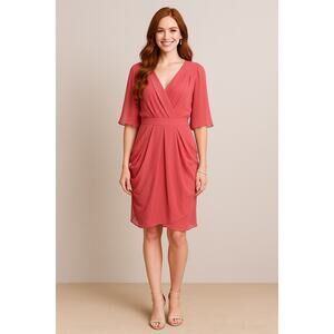 City Chic Pink Chiffon Dress - Size M/18